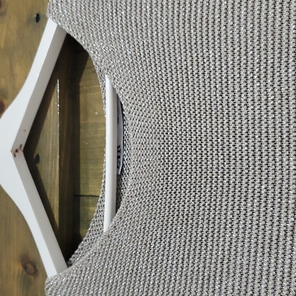 ZARA SILVER SHIMMER METALLIC GRAY KNIT DRESS SIZE LARGE - Picture 6 of 11